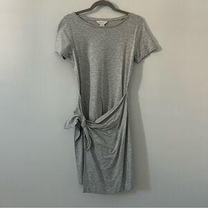 Club Monaco Twansia Light Heathered Grey Short Sleeve Tie Waist Casual Dress S